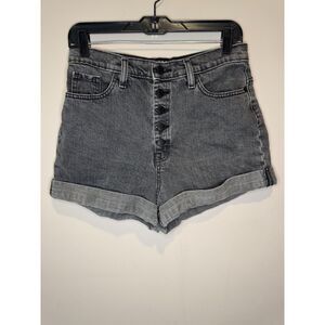 BDG Urban Outfitters Mom Shorts 29 Gray Black High Rise Button Fly Cuffed Denim
